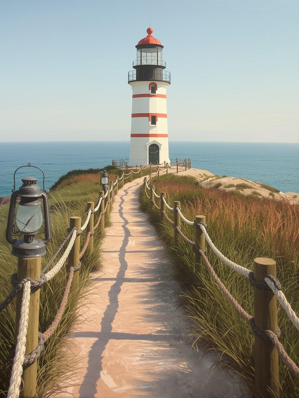 Paint by Number Red Stripe Lighthouse on Coastal Trail – Coastal Art Kit