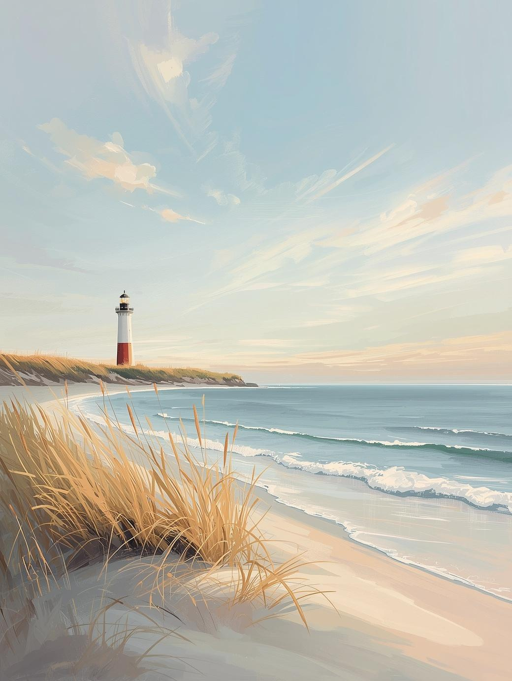 Paint by Number Beach Dune Lighthouse with Coastal Grass Path – Coastal Art Kit