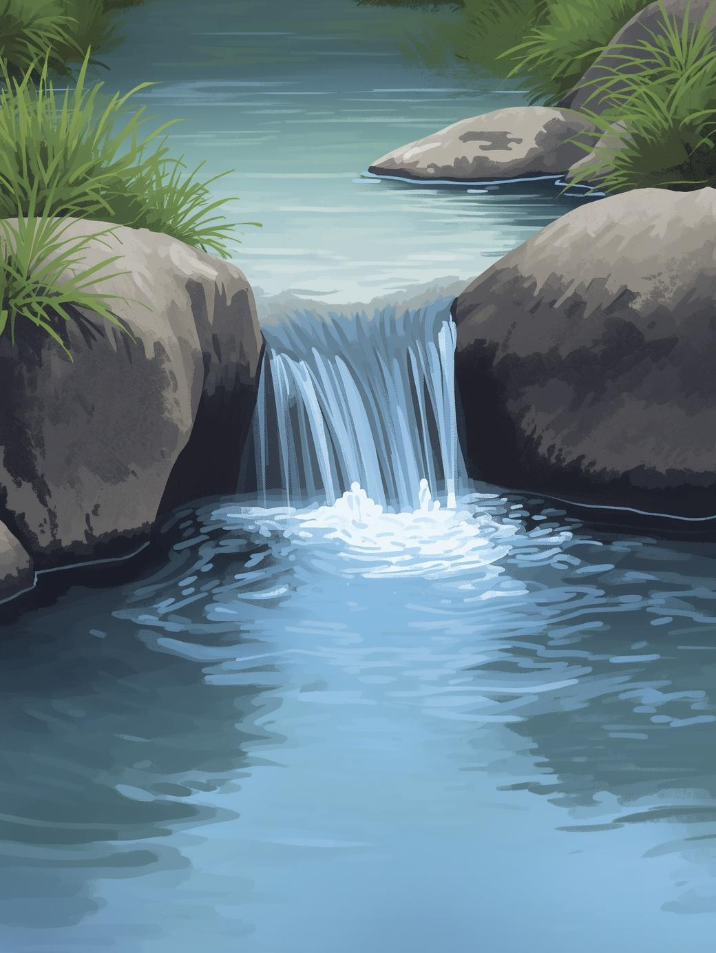 Paint by Number Mini Waterfall Stream – Easy Paint by Number Kit