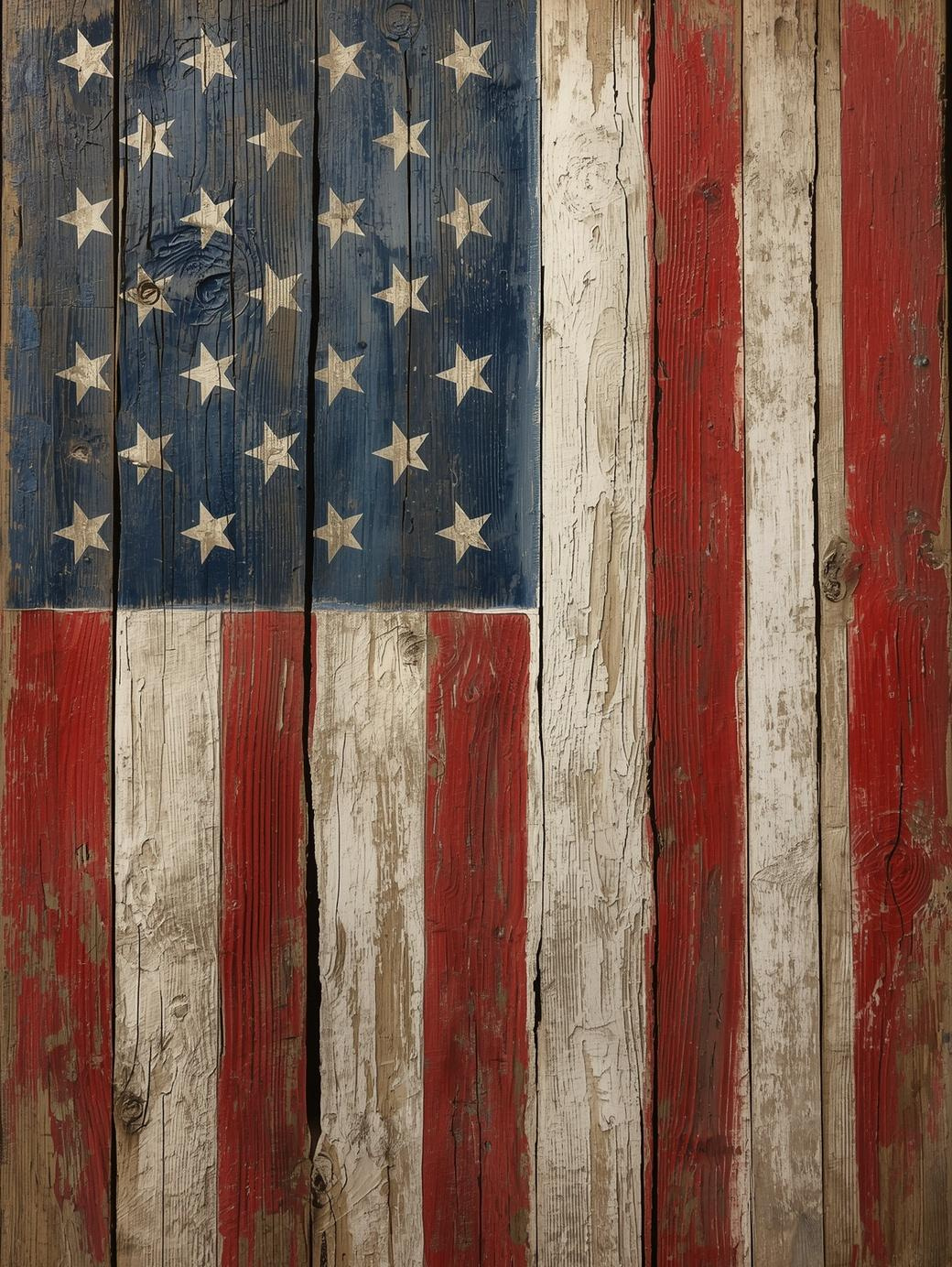 Paint by Number Rustic Wooden American Flag Close-Up - Paint by Number Kit for Adults