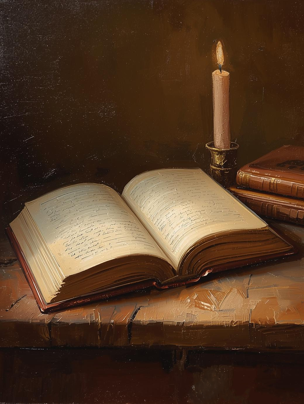 Paint by Number Antique Open Book Still Life with Candle – DIY Paint by Numbers Kit for Adults