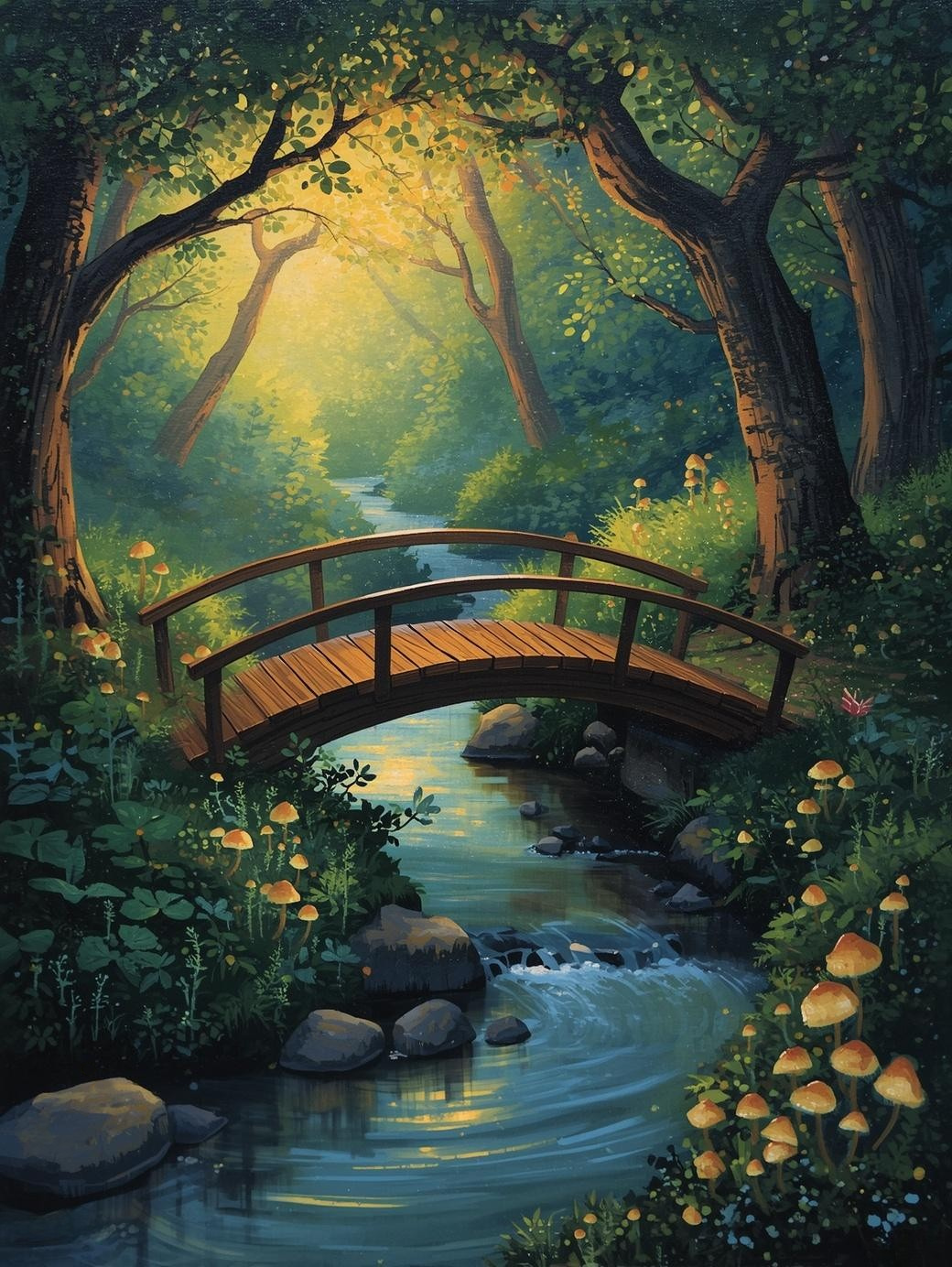 Paint by Number Enchanted Forest Bridge – Paint by Number Kit for Adults