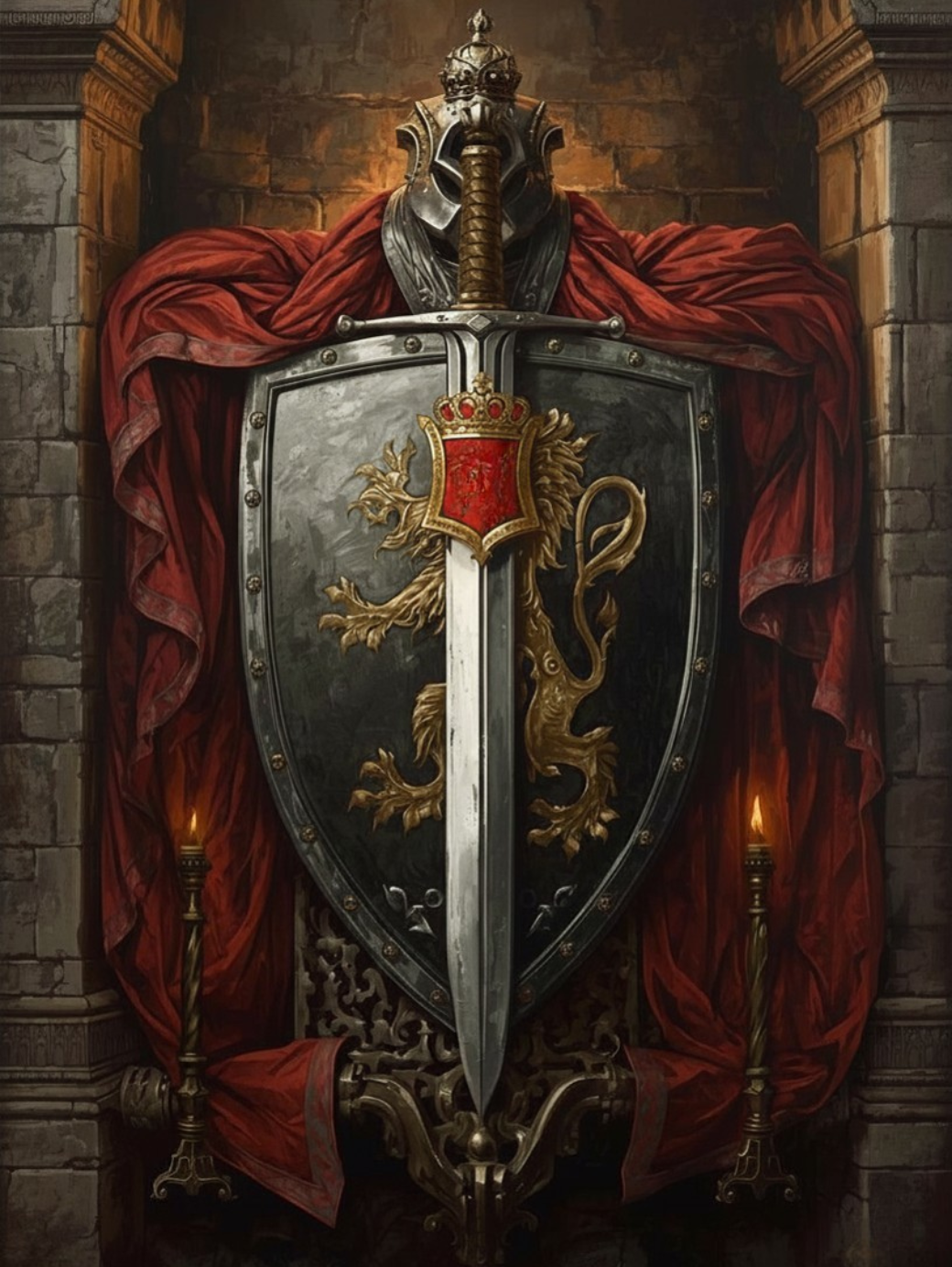 Paint by Number Royal Lion Sword Crest – Paint by Number for Adults