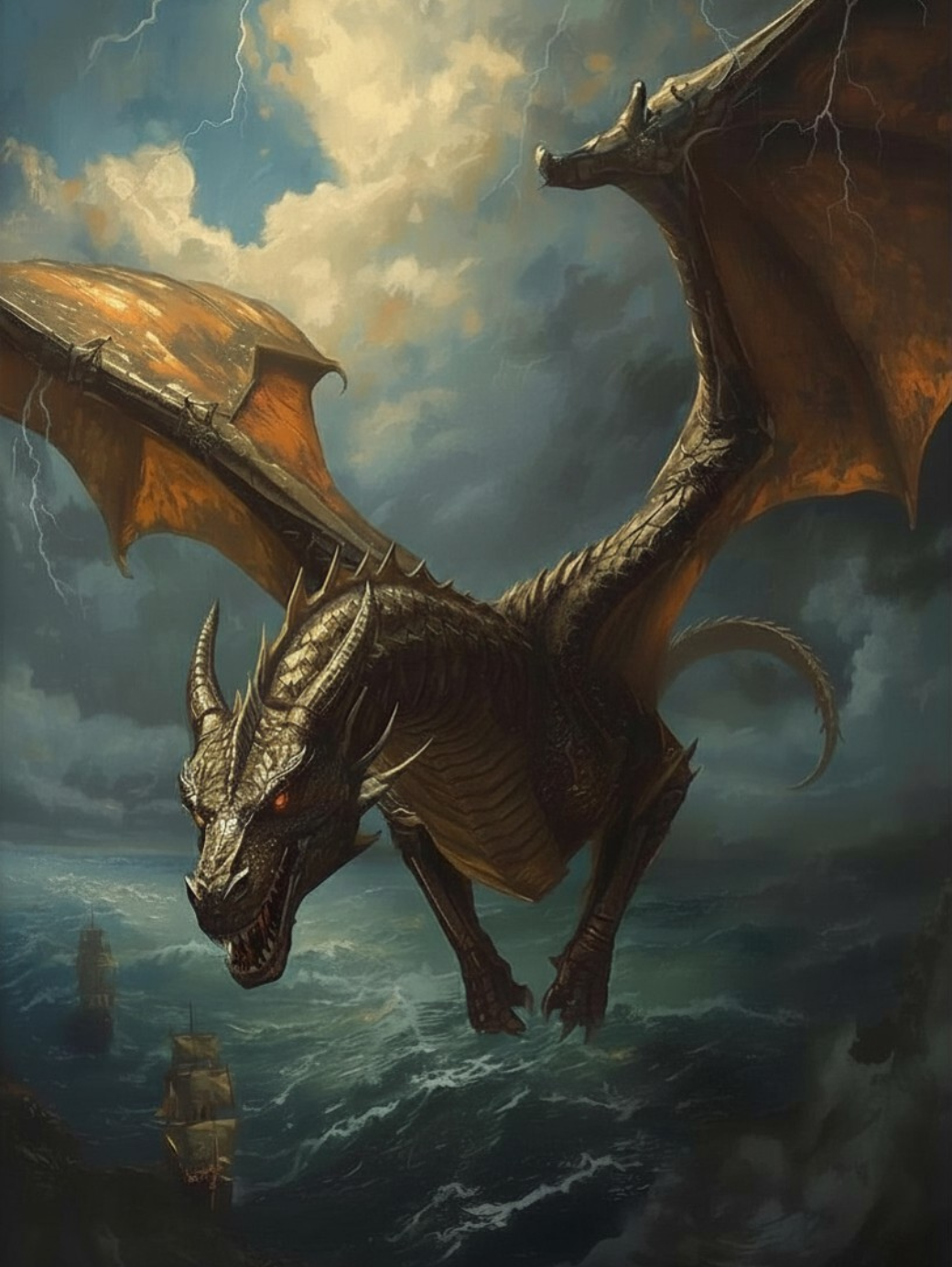 Paint by Number Storm Dragon Above the Sea – DIY Dragon Painting Kit