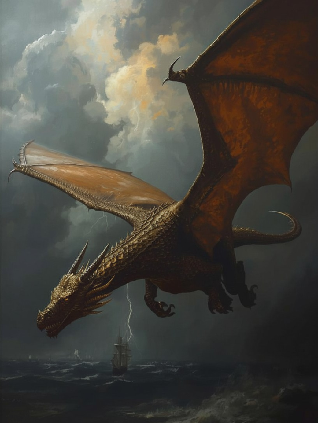 Paint by Number Dragon Flying Through the Tempest – Paint by Number for Adults