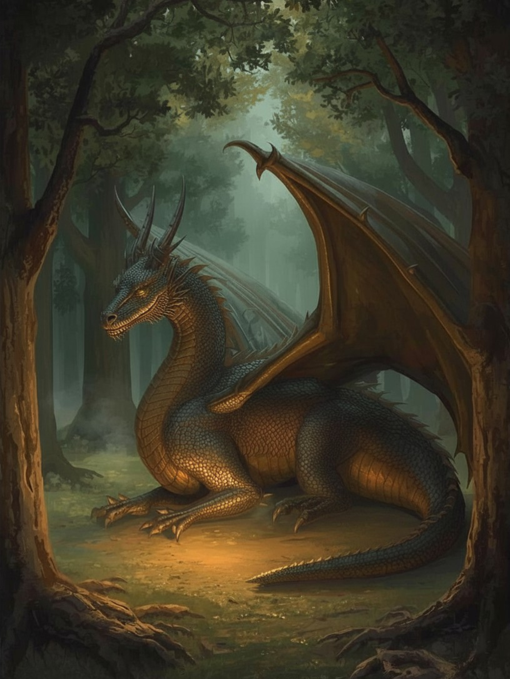 Paint by Number Shadow Dragon in the Forest – DIY Painting Kit for Adults
