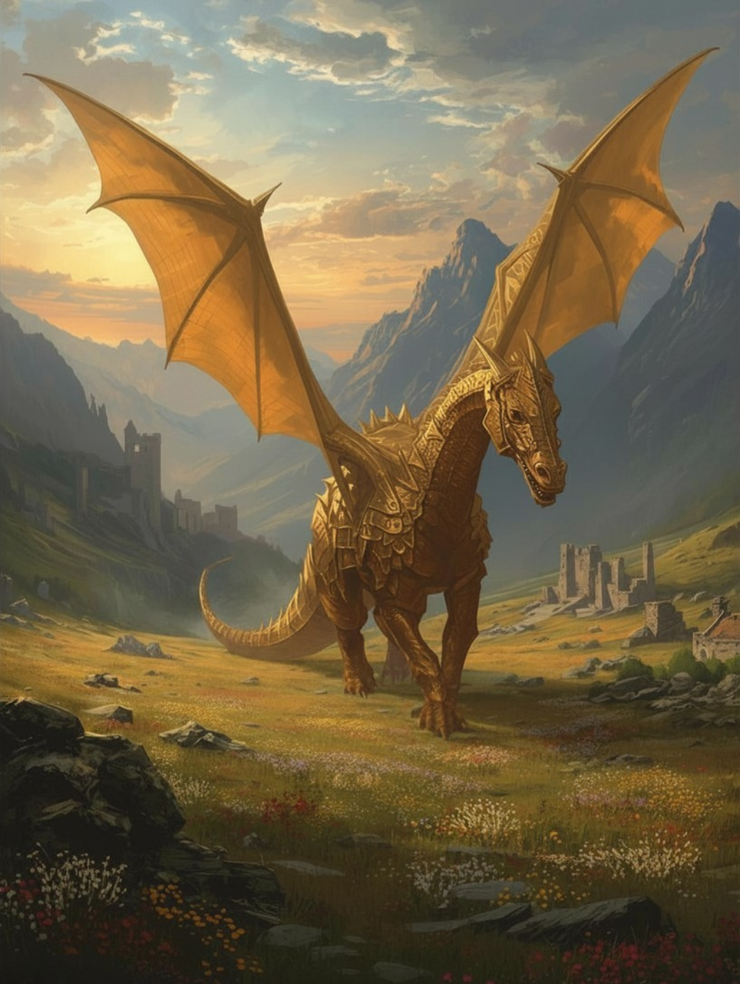 Paint by Number Armored Dragon in the Highlands – DIY Acrylic Painting Kit