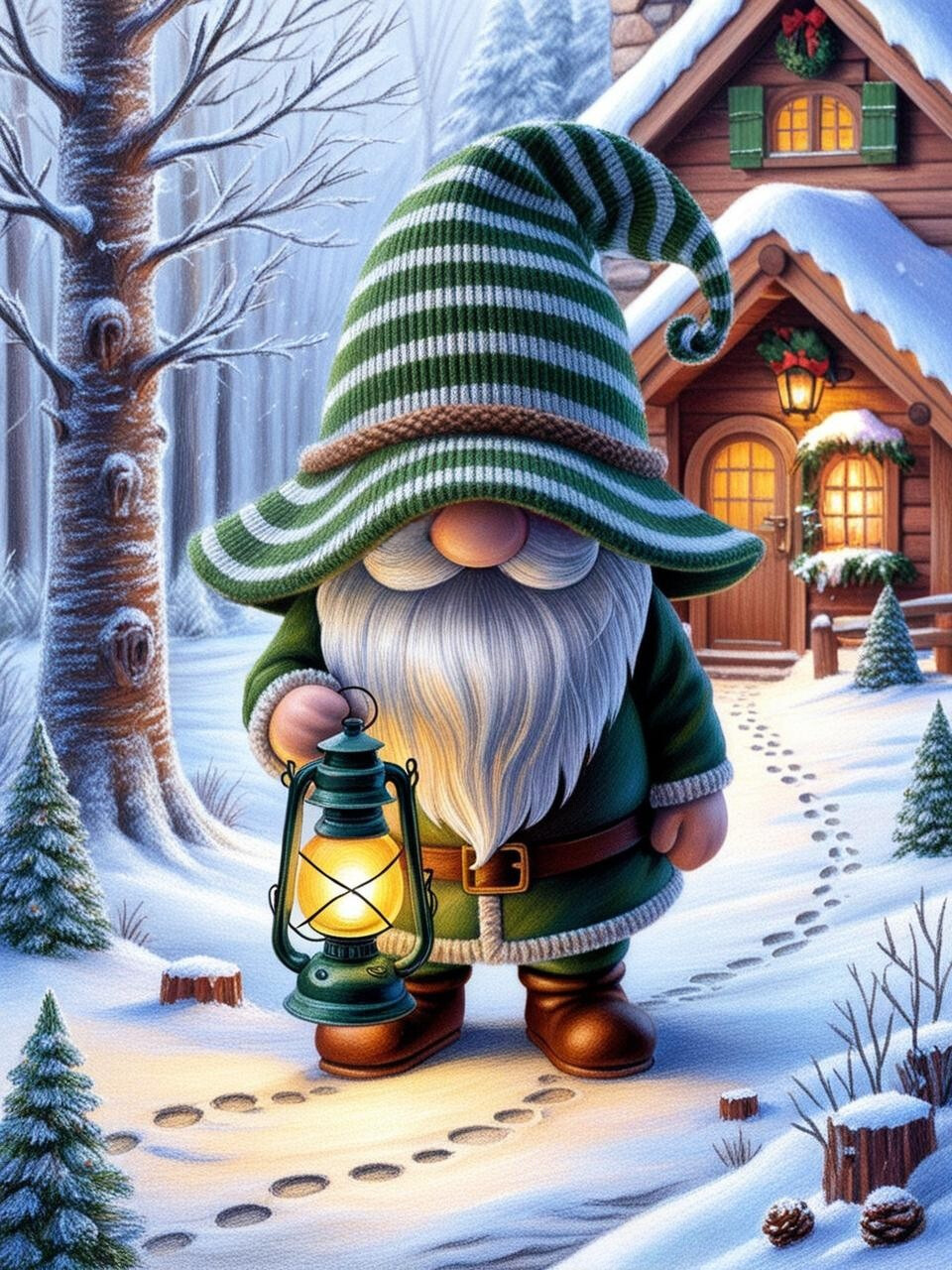 Paint by Number Season's Greetings Gnome