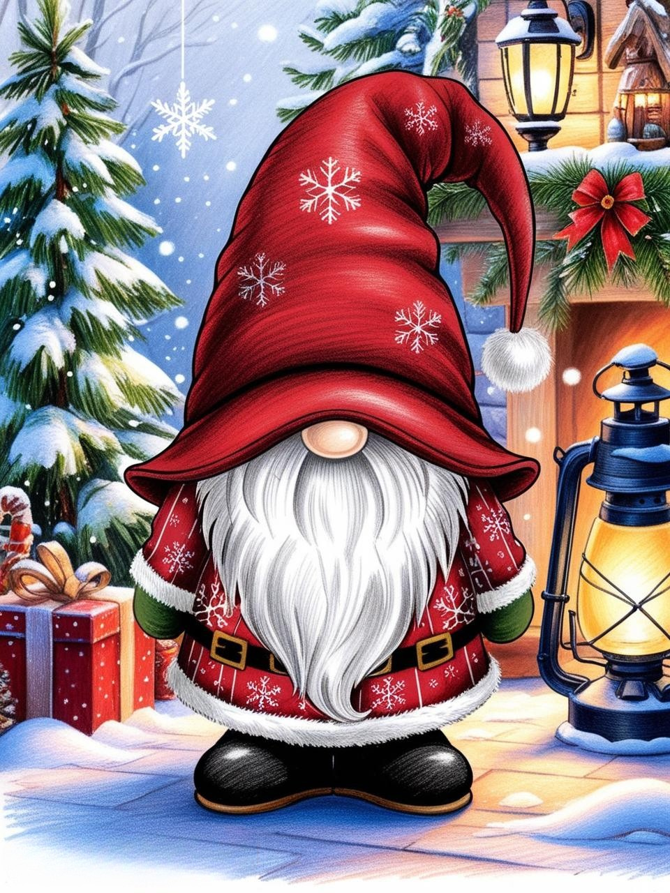 Paint by Number Magical Yuletide Wizard Gnome