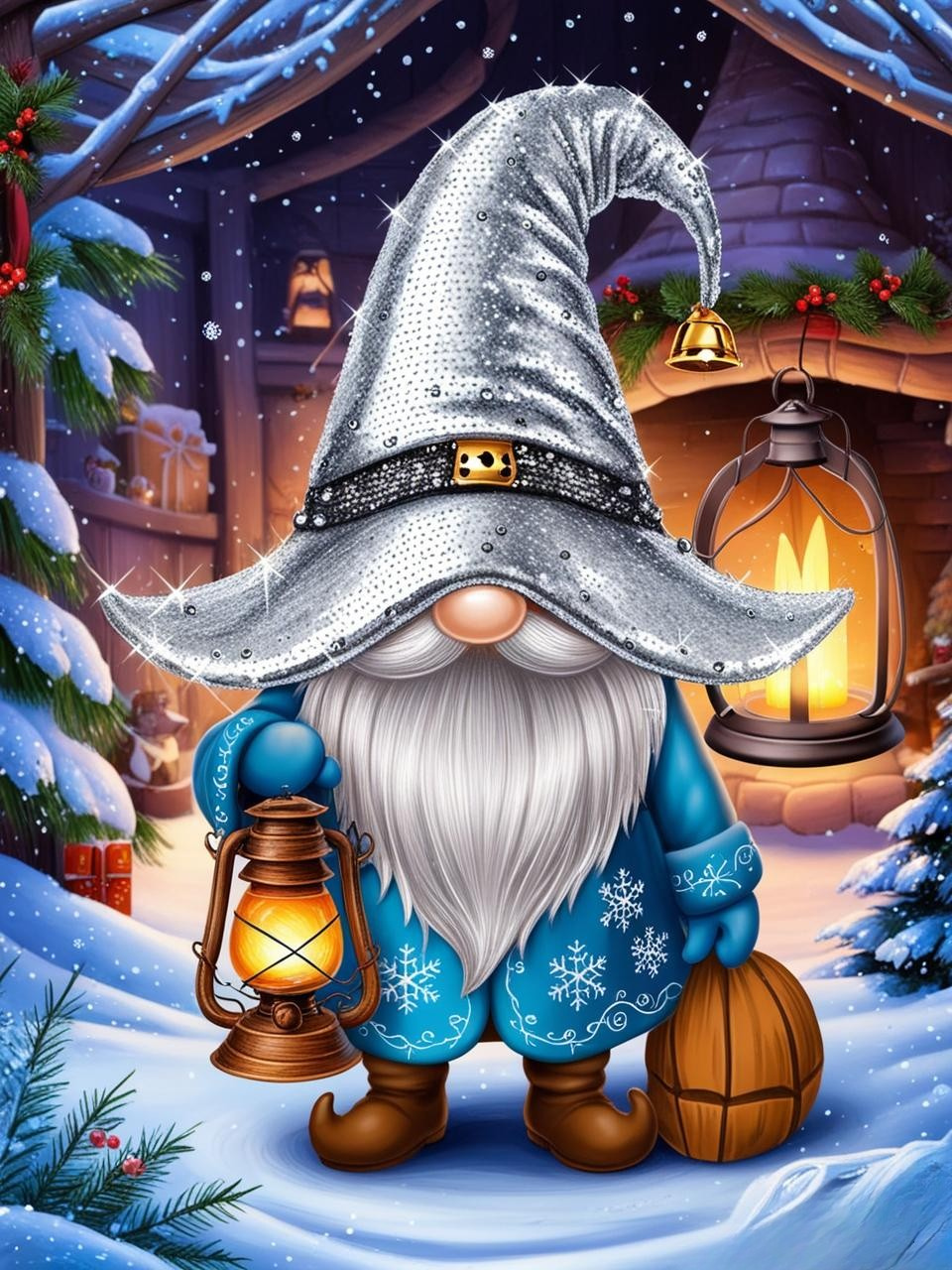 Paint by Number Mystical Wintertime Wizard Gnome
