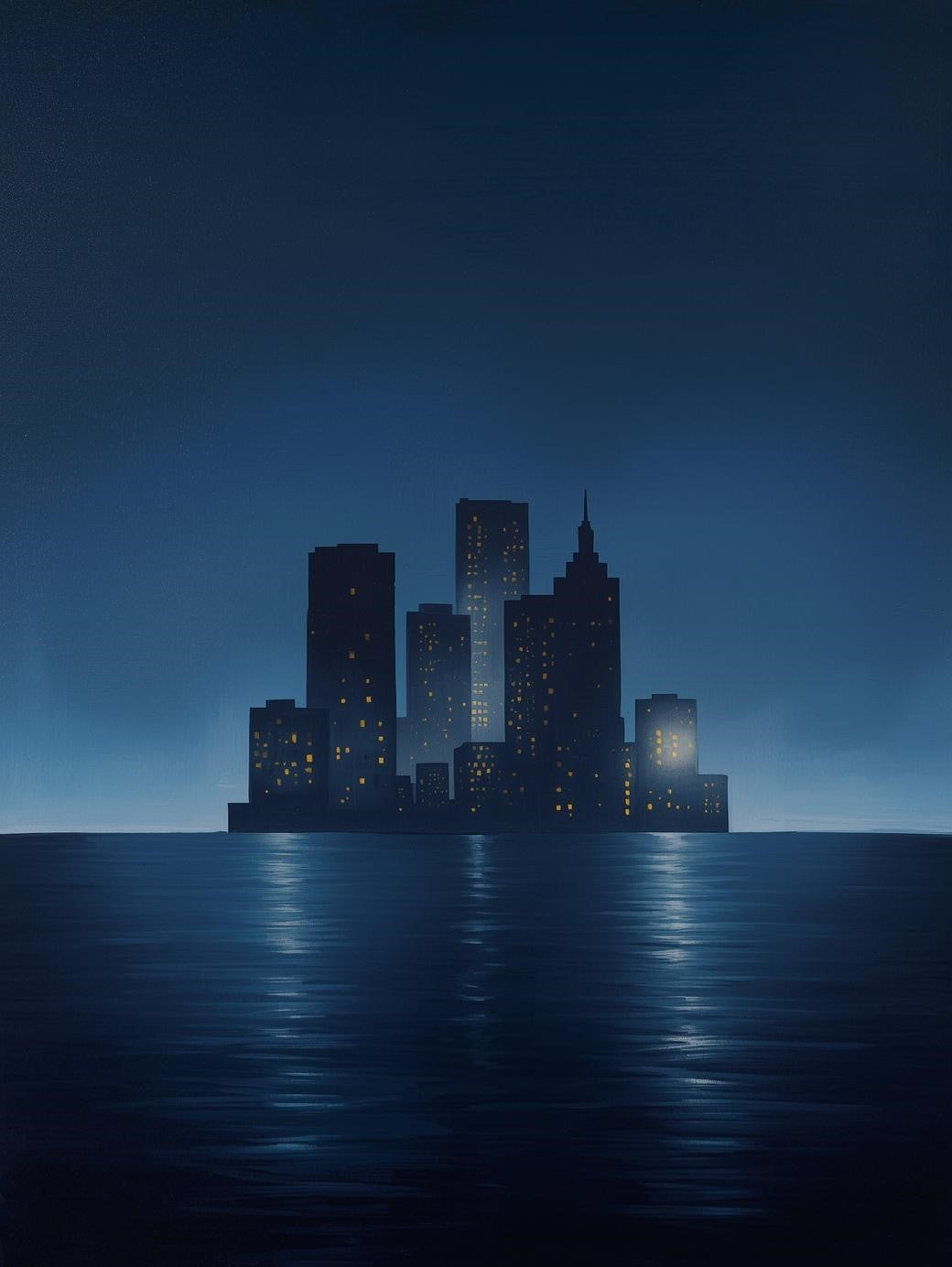 Paint by Number Minimal Night City Skyline Reflection – Paint by Number Kit