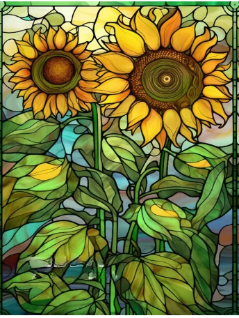 Vibrant Meadows Sunflower Mosaic Diamond Painting