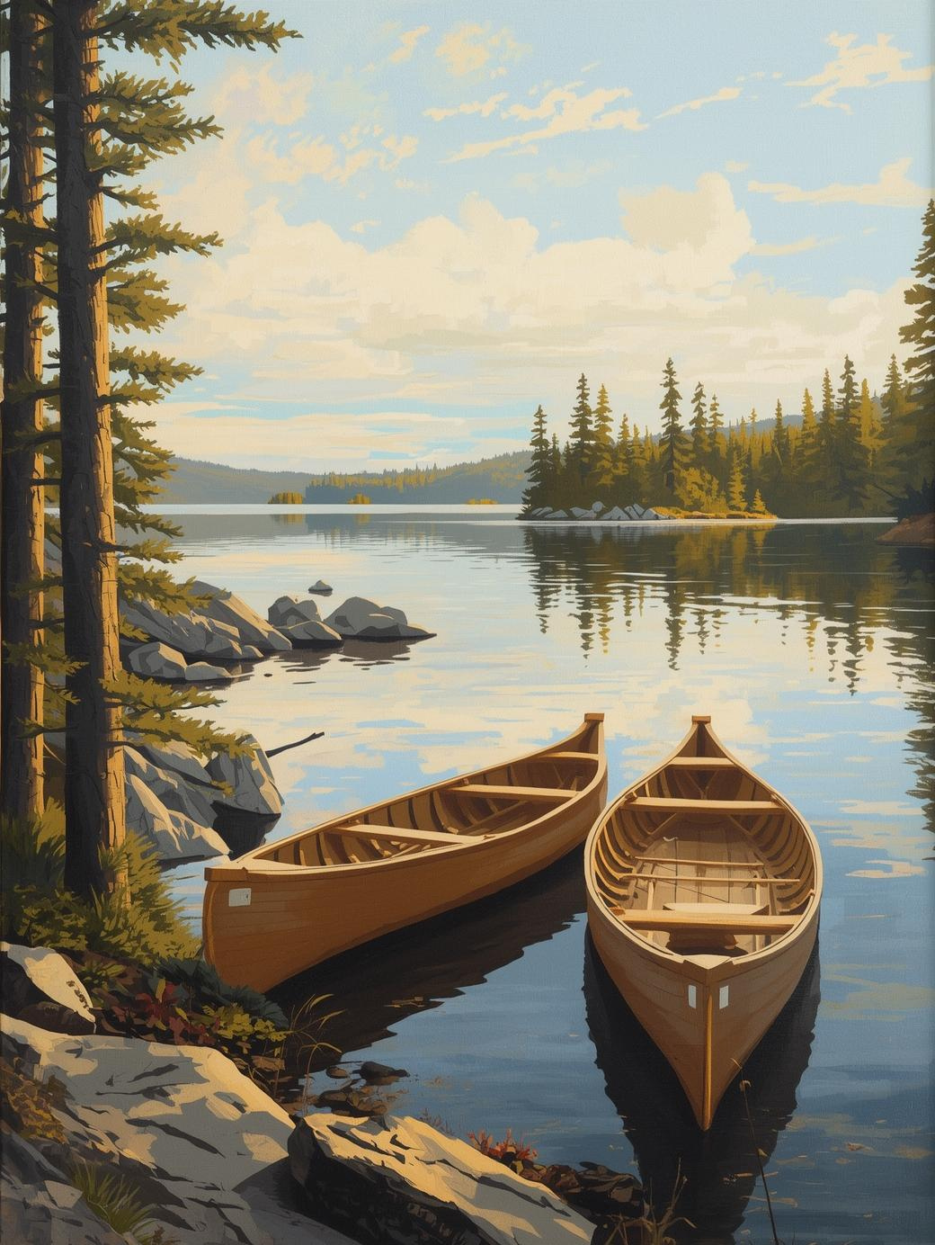 Voyageurs National Park (Minnesota) Paint by Number Canoes