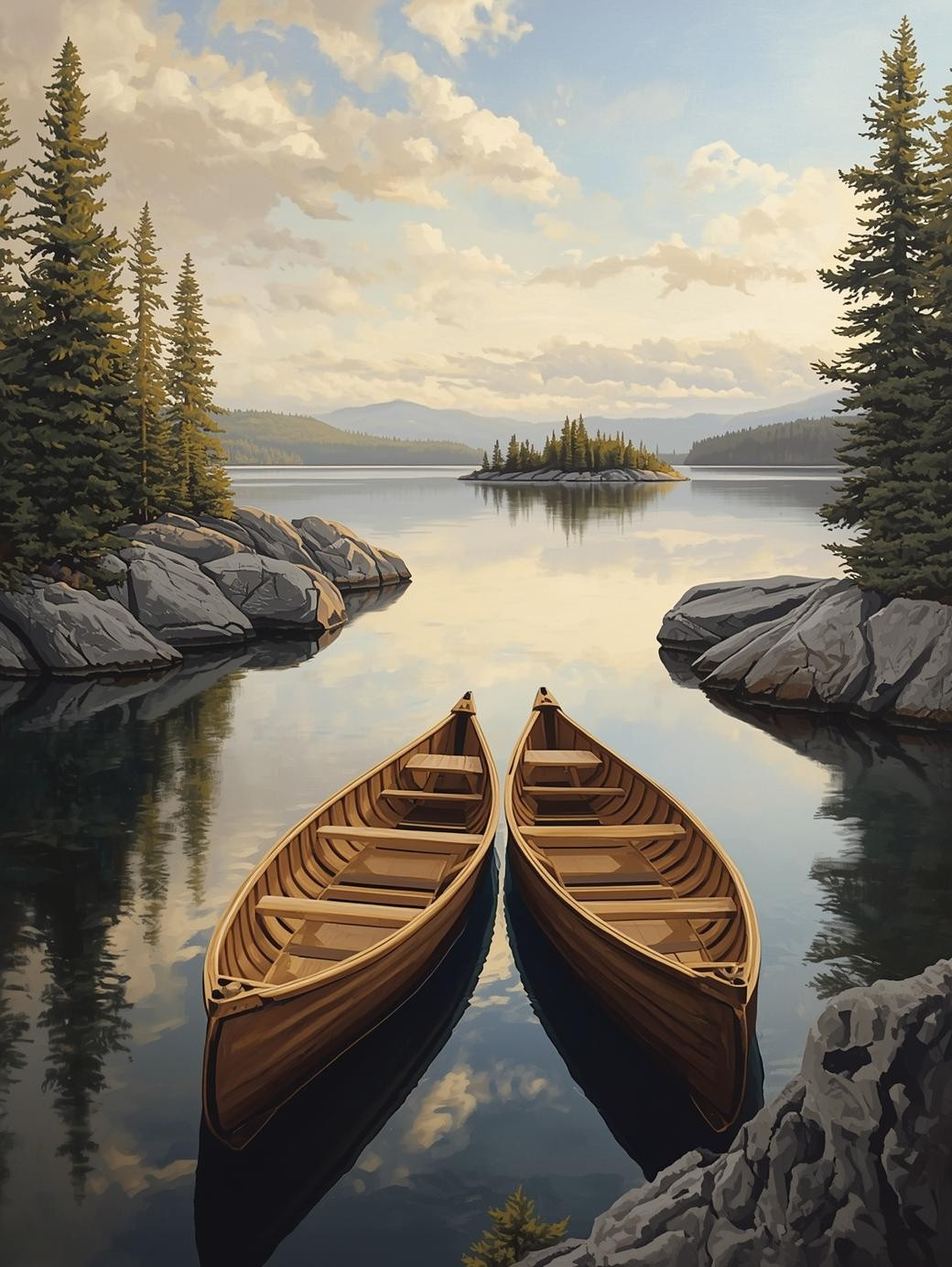 Voyageurs National Park (Minnesota) Paint by Number Evening Canoeing