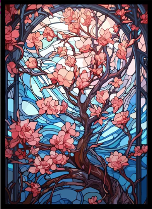 Whimsical Blossoms Stained Glass  Diamond Art