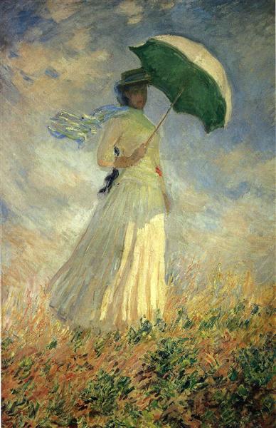 Paint By Number Woman with a Parasol, Facing Right by Claude Monet