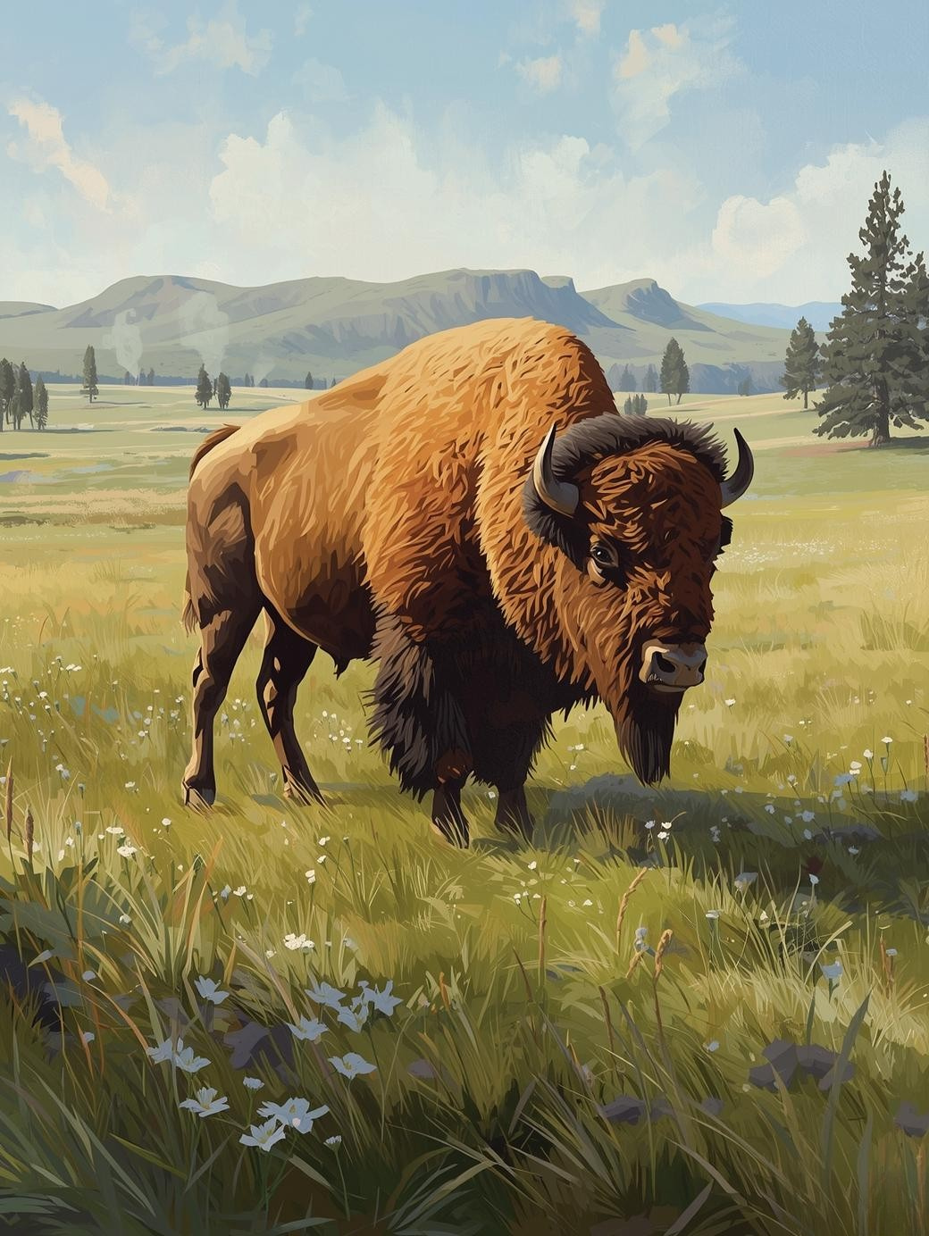Yellowstone National Park (Wyoming) Paint by Number Bison