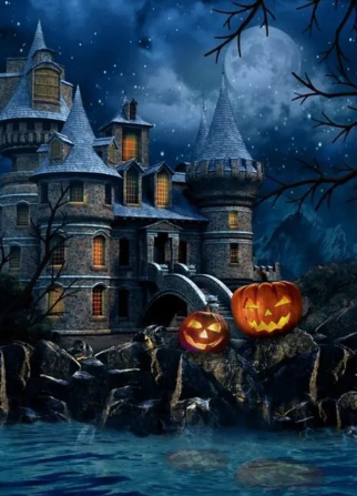 Paint by Number Haunted House with Pumpkins