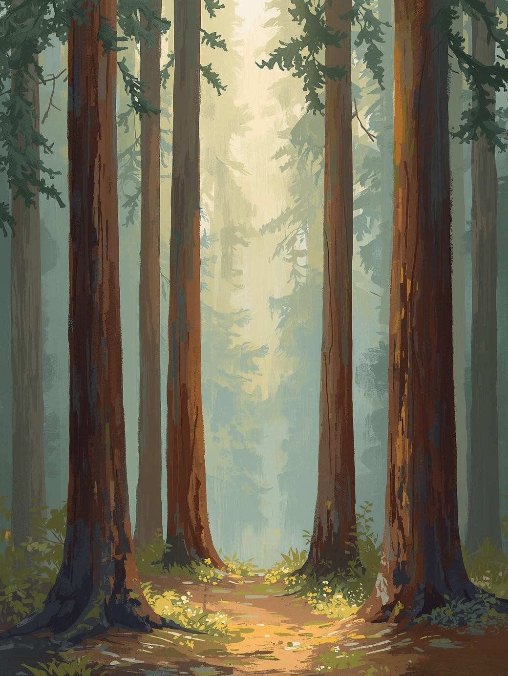 Paint by Number Simple Redwood Forest – Beginner Friendly Paint by Number Kit for Adults