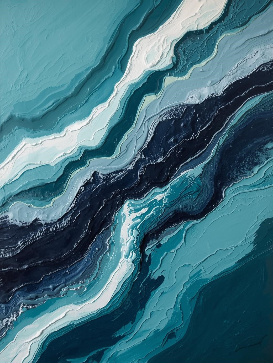 Paint by Number Ocean Depths – Dramatic Teal Abstract Coastal Wall Art Kit for Adults
