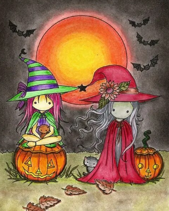 Paint by Number Halloween Cute Halloween Witches