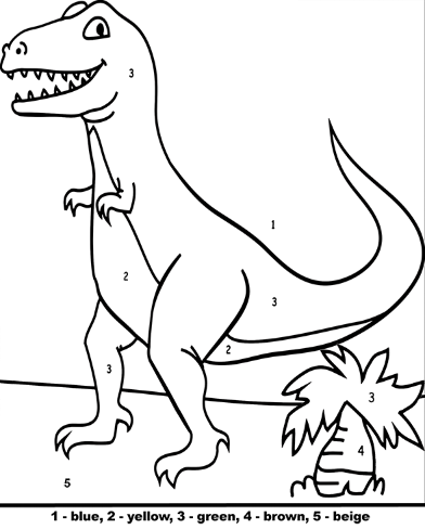 Free Color By Number Jovial TRex
