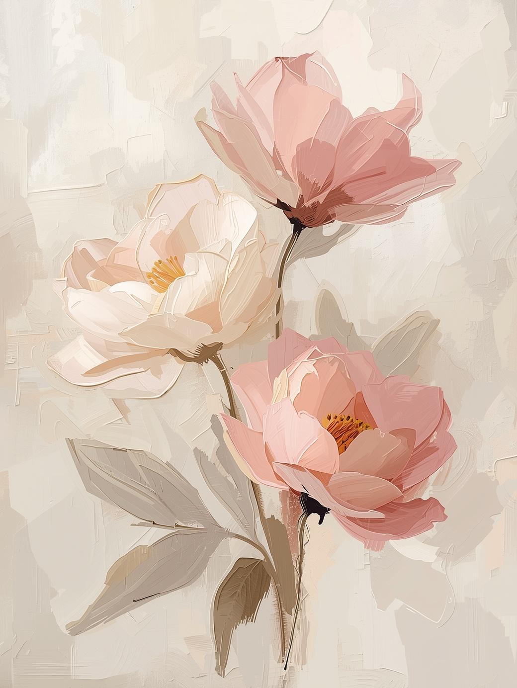 Paint by Number Blush Garden Blooms – Abstract Soft Floral Canvas Kit for Adults