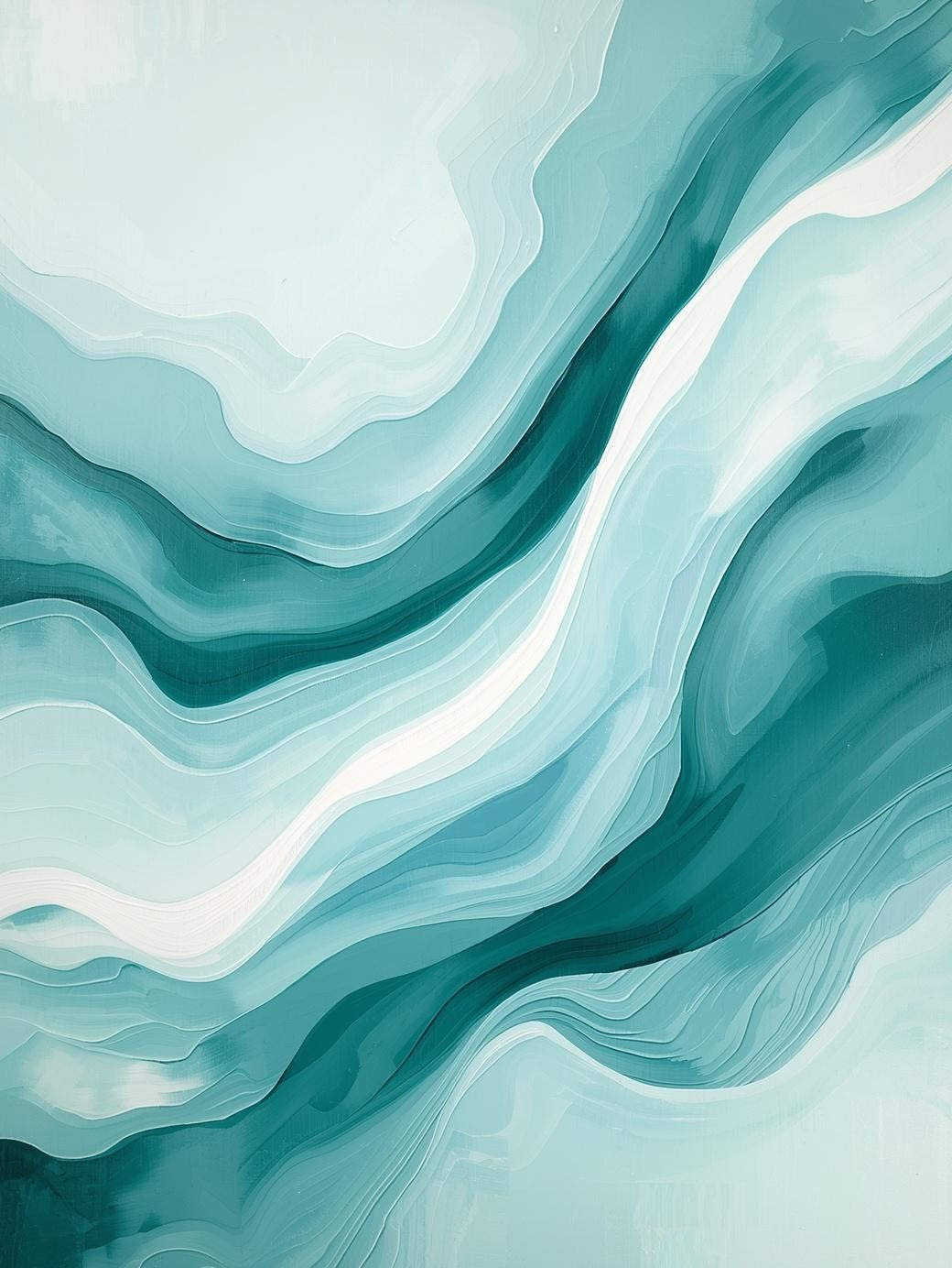 Paint by Number Ocean Drift – Soft Teal Abstract Coastal Wall Art Kit for Adults