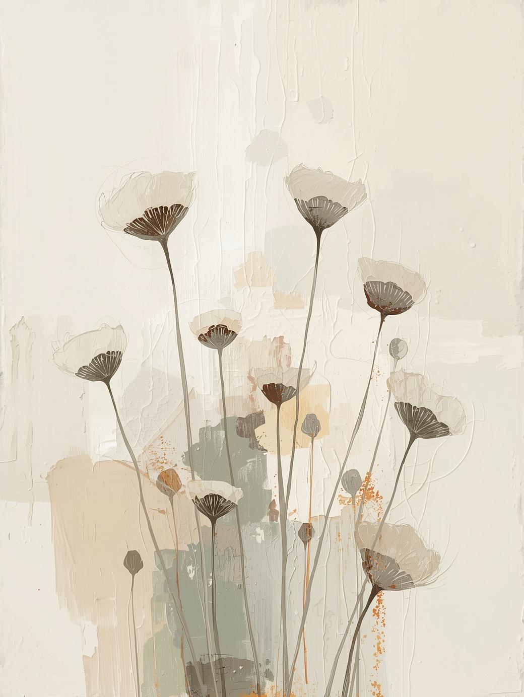 Paint by Number Soft Meadow Stems – Abstract Floral Canvas Kit for Adults