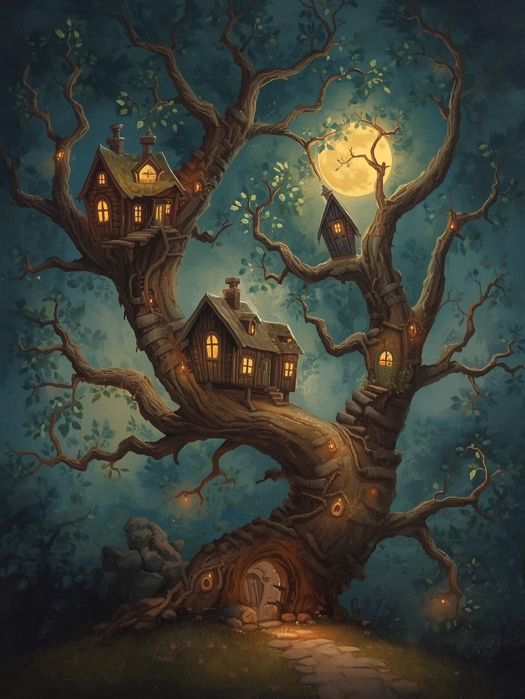 Paint by Number Enchanted Treehouse Hollow – DIY Paint by Number Kit