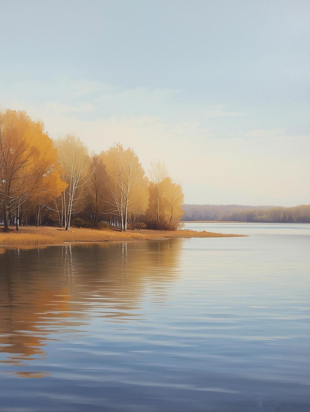Paint by Number Golden Lakeside Reflection – DIY Painting Kit