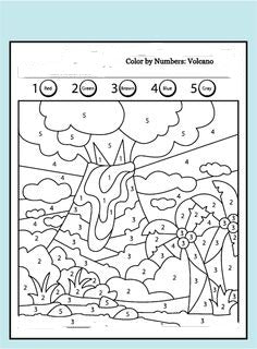 Free Color By Number Volcano