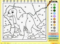 Free Color By Number Baby Diplodocus