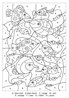 Free Color By Number School of Fish