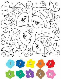 Free Color By Number Group of Fish