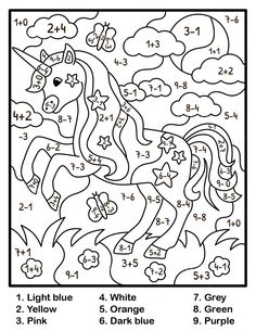 Free Color By Number Unicorn Flying