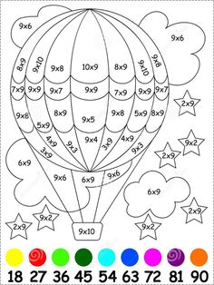 Free Color By Number Hot Air Balloon