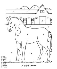 Free Color By Number Horse