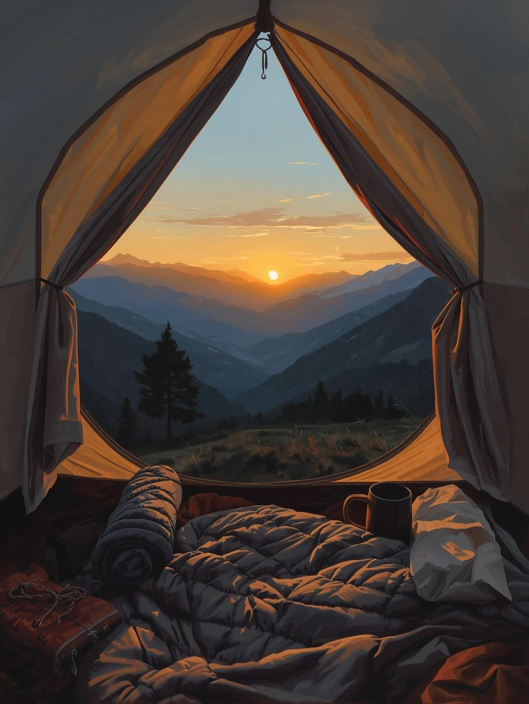 Paint by Number Sunrise Mountain View from Tent