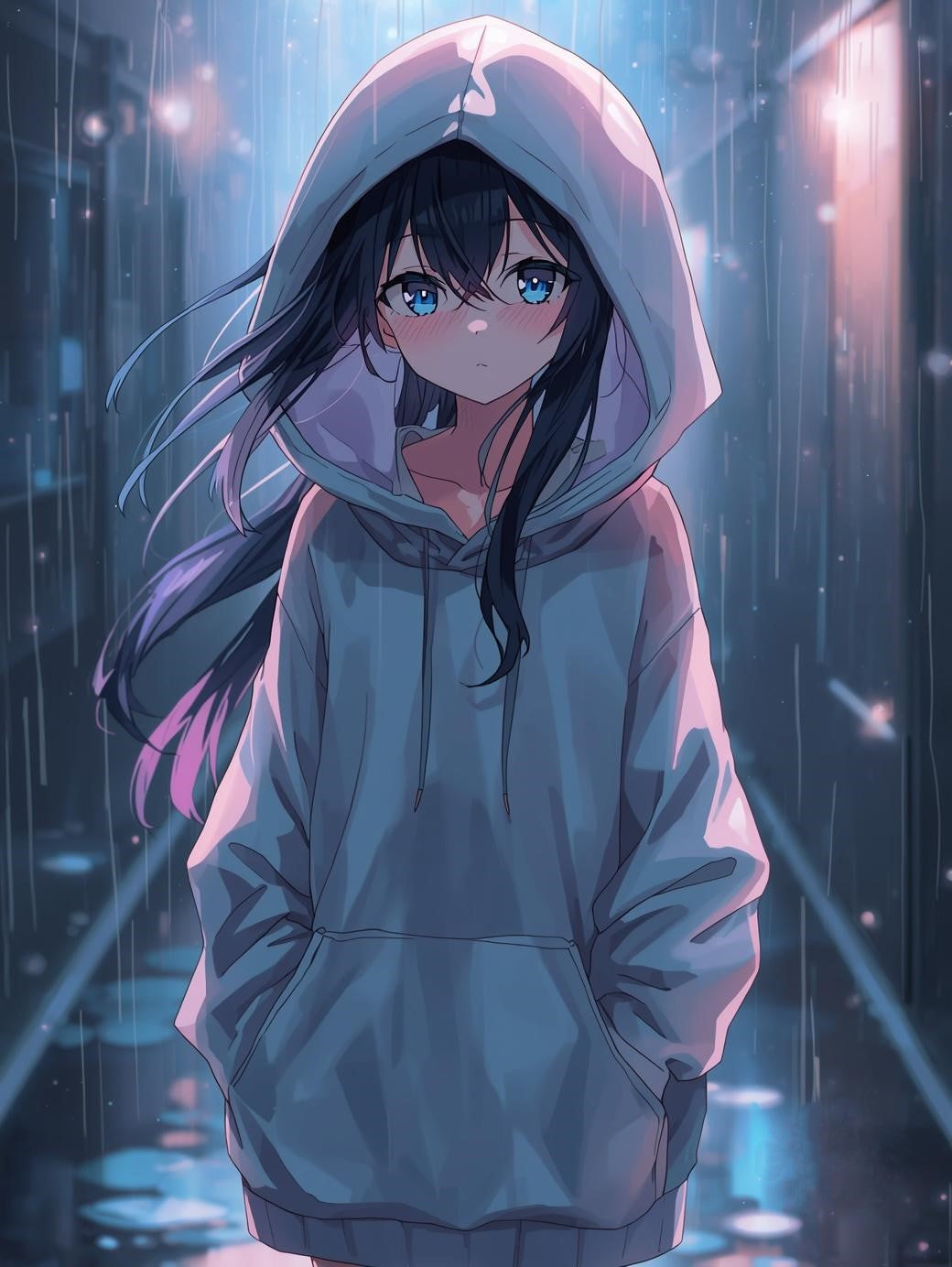 Paint by Number Anime Girl Walking in the Rain -Anime Painting Kit
