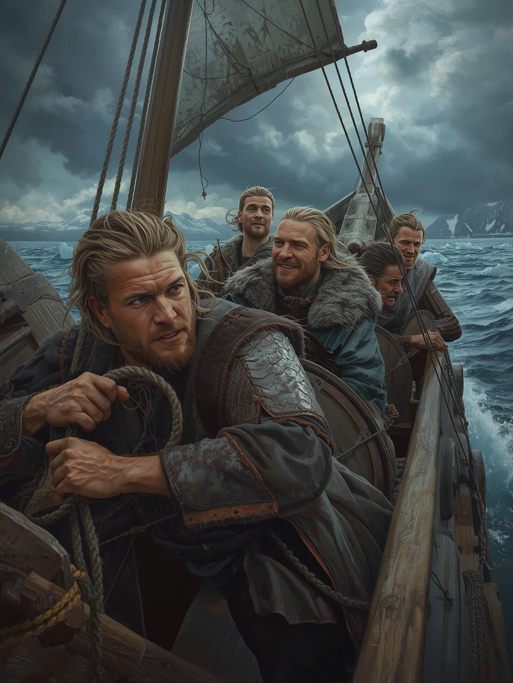 Paint by Number Viking Longship Crew in Arctic Waters – Adult Paint by Number Canvas