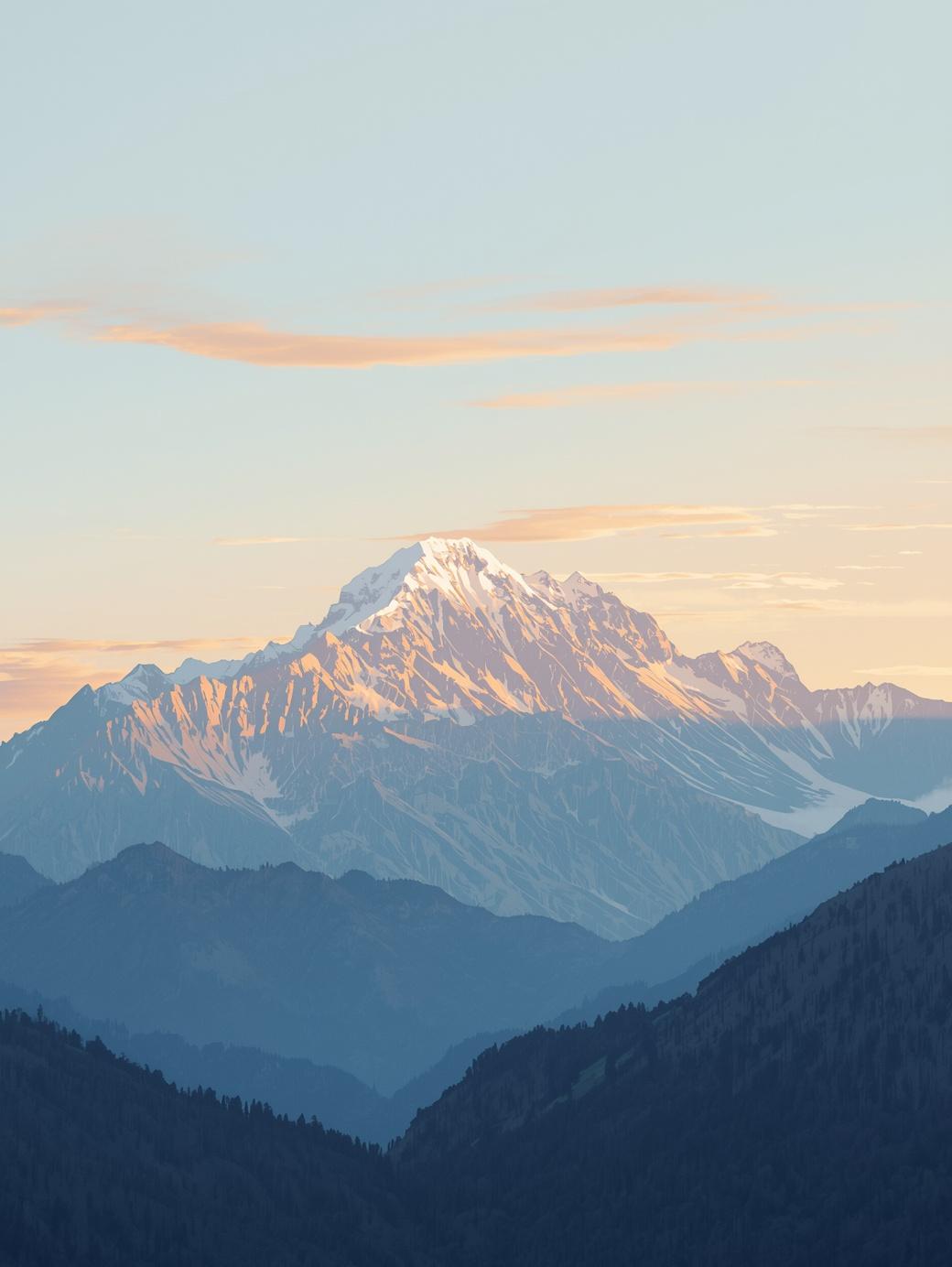 Paint by Number Snowy Mountain Peak at Sunrise - DIY Canvas Paint by Number Kit
