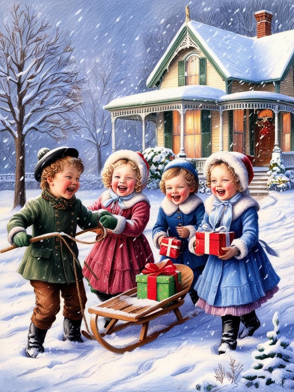 Paint by Number Joyful Snowfall