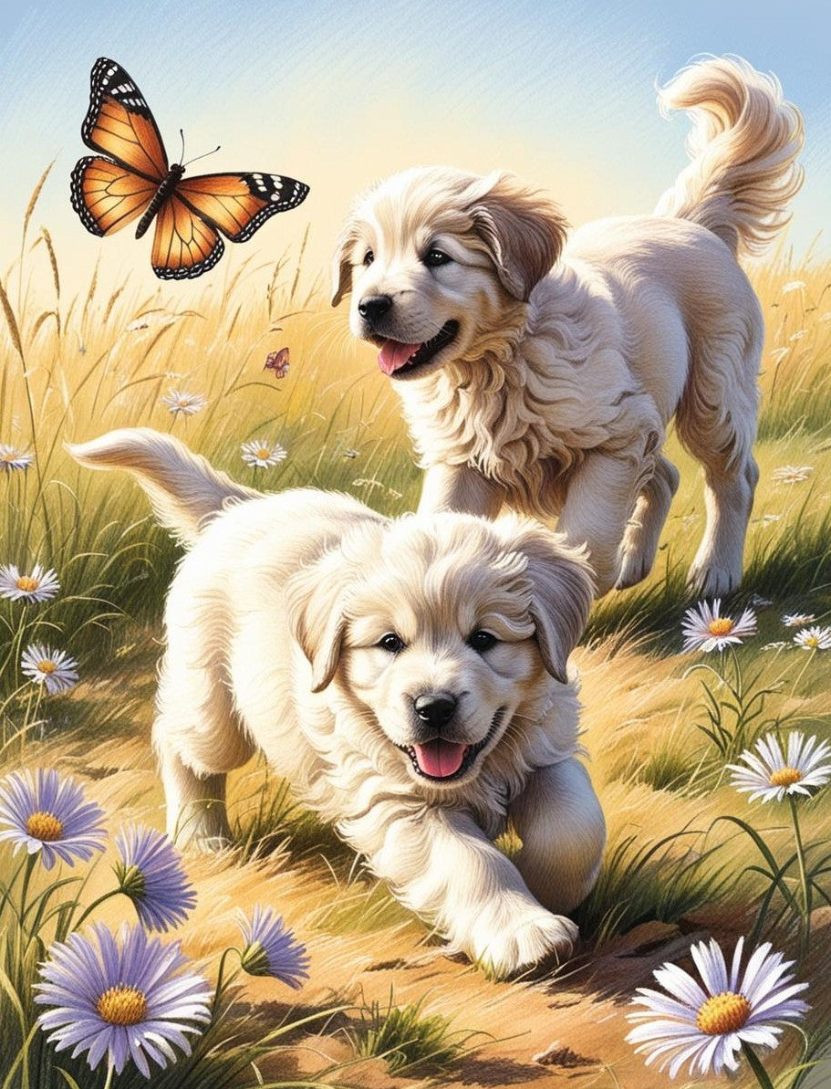 Paint by Number Happy Tails: Great Pyrenees Puppies