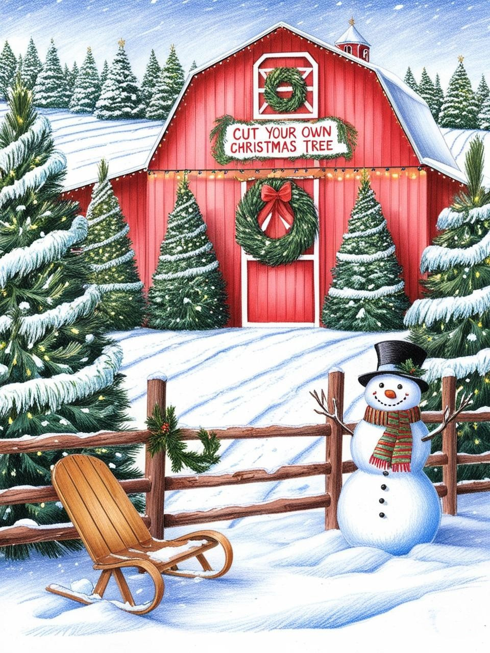 Paint by Number Morning Light at the Christmas Tree Farm