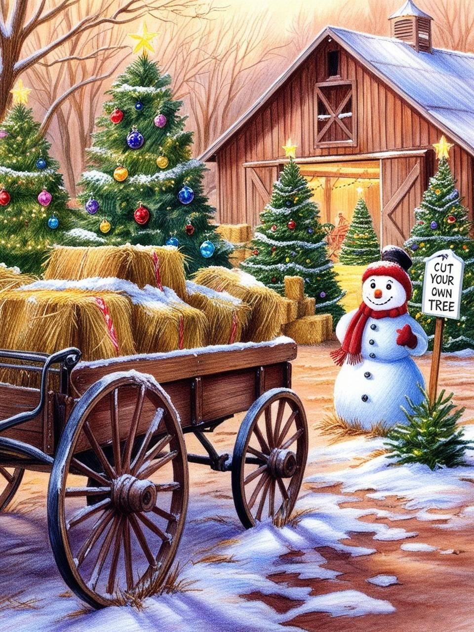 Paint by Number Christmas Tree Farm Winter Wonderland