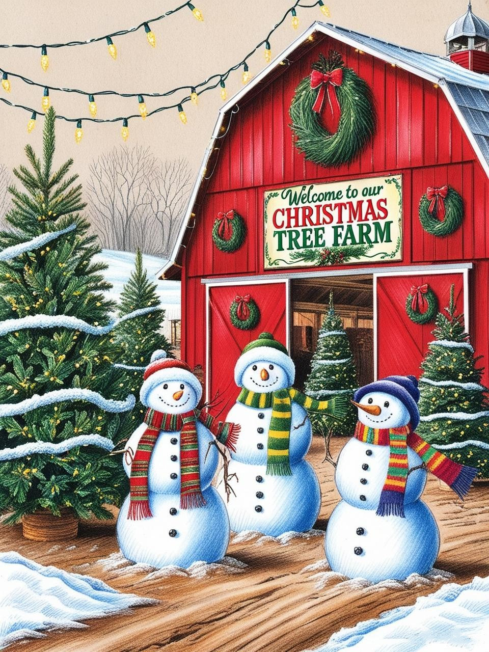 Paint by Number Christmas Tree Farm Holiday Harvest