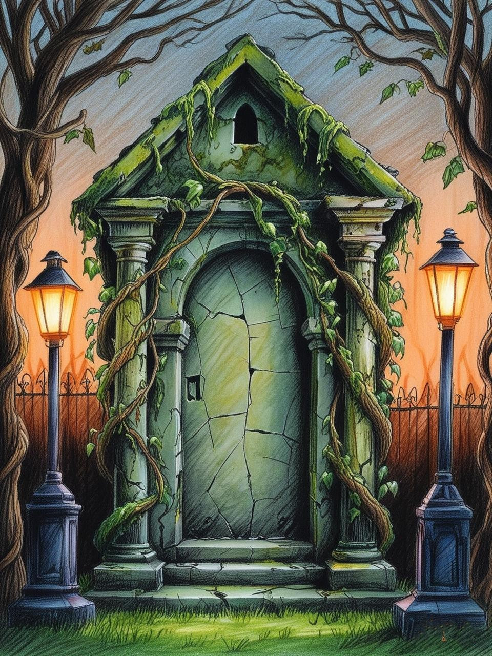 Paint by Number Haunting Cemetery at Dusk