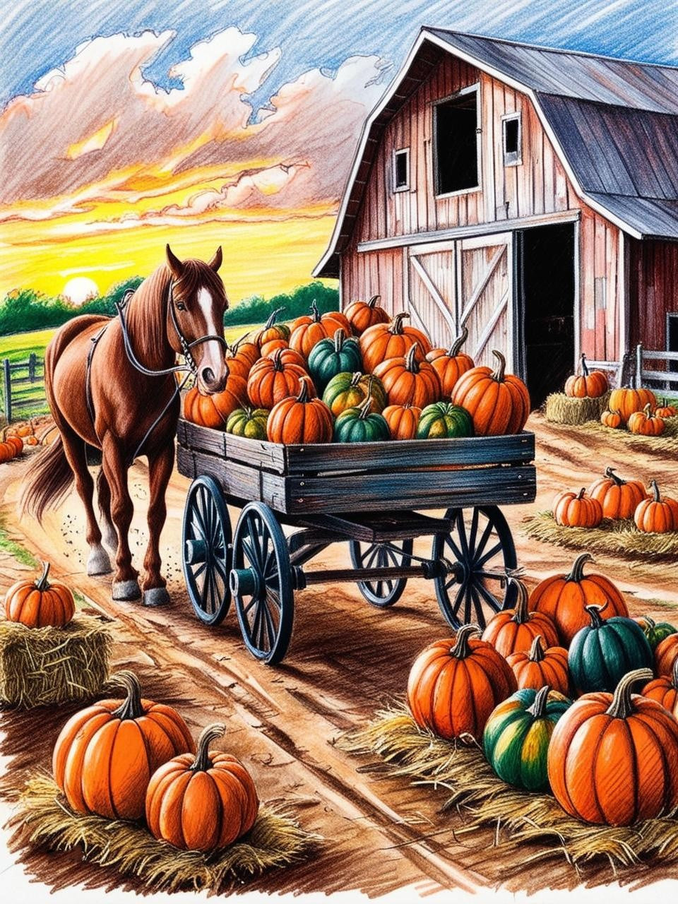 Paint By Number Harvest Time Pumpkins