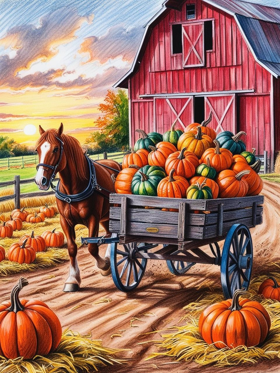 Paint By Number Golden Hour at the Pumpkin Patch